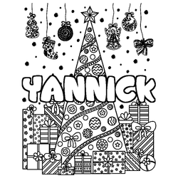 Coloraci&oacute;n del nombre YANNICK - decorado &aacute;rbol de Navidad y regalos