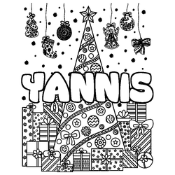 Coloraci&oacute;n del nombre YANNIS - decorado &aacute;rbol de Navidad y regalos