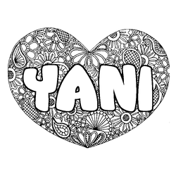 Coloraci&oacute;n del nombre YANI - decorado mandala de coraz&oacute;n