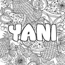 Coloraci&oacute;n del nombre YANI - decorado mandala de frutas