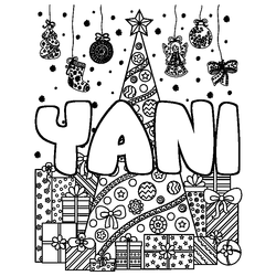 Coloraci&oacute;n del nombre YANI - decorado &aacute;rbol de Navidad y regalos