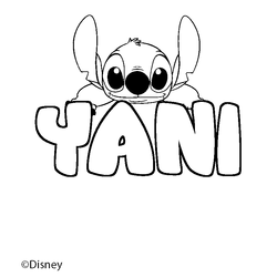 Coloraci&oacute;n del nombre YANI - decorado Stitch