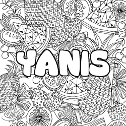 Coloraci&oacute;n del nombre YANIS - decorado mandala de frutas