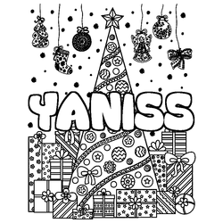 Coloraci&oacute;n del nombre YANISS - decorado &aacute;rbol de Navidad y regalos