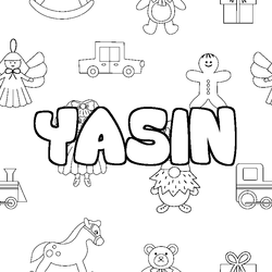 Coloraci&oacute;n del nombre YASIN - decorado juguetes