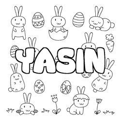 Coloraci&oacute;n del nombre YASIN - decorado Pascua