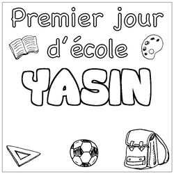 Coloraci&oacute;n del nombre YASIN - decorado primer d&iacute;a de escuela