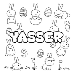 Coloraci&oacute;n del nombre YASSER - decorado Pascua