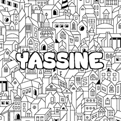 Coloraci&oacute;n del nombre YASSINE - decorado ciudad
