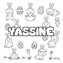 Coloraci&oacute;n del nombre YASSINE - decorado Pascua
