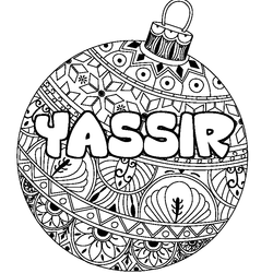 Coloraci&oacute;n del nombre YASSIR - decorado bola de Navidad