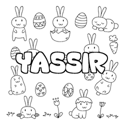 Coloraci&oacute;n del nombre YASSIR - decorado Pascua
