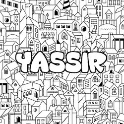 Coloraci&oacute;n del nombre YASSIR - decorado ciudad