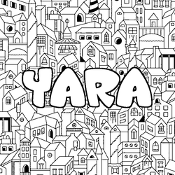 Coloraci&oacute;n del nombre YARA - decorado ciudad