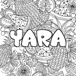 Coloraci&oacute;n del nombre YARA - decorado mandala de frutas