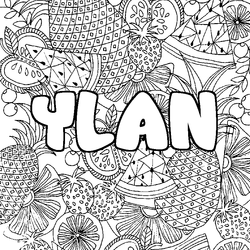 Coloraci&oacute;n del nombre YLAN - decorado mandala de frutas