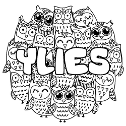 Coloraci&oacute;n del nombre YLIES - decorado b&uacute;hos