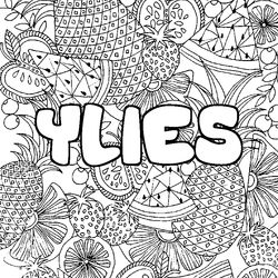 Coloraci&oacute;n del nombre YLIES - decorado mandala de frutas