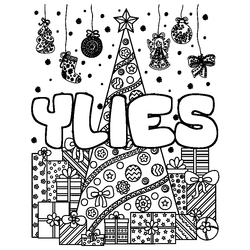 Coloraci&oacute;n del nombre YLIES - decorado &aacute;rbol de Navidad y regalos