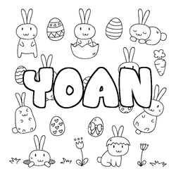 Coloraci&oacute;n del nombre YOAN - decorado Pascua