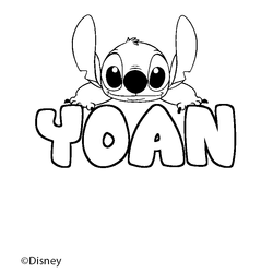 Coloraci&oacute;n del nombre YOAN - decorado Stitch