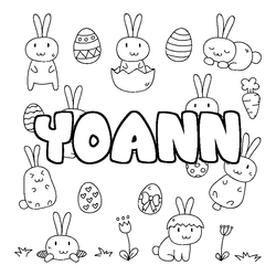 Coloraci&oacute;n del nombre YOANN - decorado Pascua
