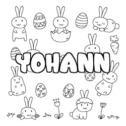 Coloraci&oacute;n del nombre YOHANN - decorado Pascua
