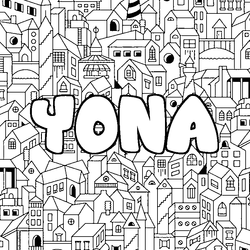 Coloraci&oacute;n del nombre YONA - decorado ciudad