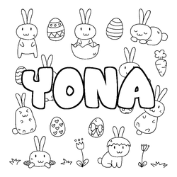 Coloraci&oacute;n del nombre YONA - decorado Pascua