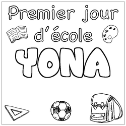 Coloraci&oacute;n del nombre YONA - decorado primer d&iacute;a de escuela