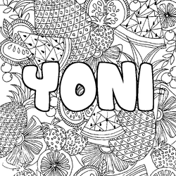 Coloraci&oacute;n del nombre YONI - decorado mandala de frutas