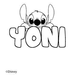 Coloraci&oacute;n del nombre YONI - decorado Stitch