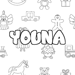 Coloraci&oacute;n del nombre YOUNA - decorado juguetes