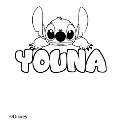 Coloraci&oacute;n del nombre YOUNA - decorado Stitch
