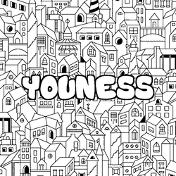Coloraci&oacute;n del nombre YOUNESS - decorado ciudad