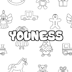 Coloraci&oacute;n del nombre YOUNESS - decorado juguetes