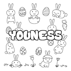Coloraci&oacute;n del nombre YOUNESS - decorado Pascua