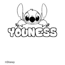 Coloraci&oacute;n del nombre YOUNESS - decorado Stitch