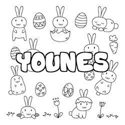 Coloraci&oacute;n del nombre YOUNES - decorado Pascua