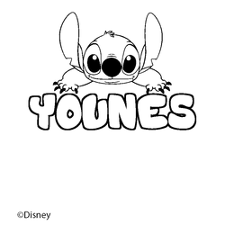 Coloraci&oacute;n del nombre YOUNES - decorado Stitch