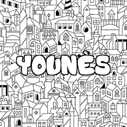 Coloraci&oacute;n del nombre YOUN&Egrave;S - decorado ciudad