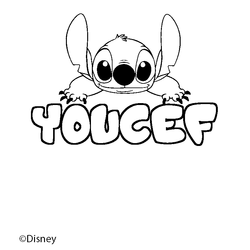 Coloraci&oacute;n del nombre YOUCEF - decorado Stitch