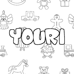 Coloraci&oacute;n del nombre YOURI - decorado juguetes