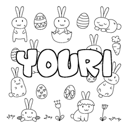 Coloraci&oacute;n del nombre YOURI - decorado Pascua