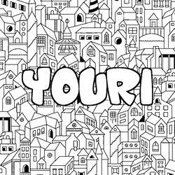 Coloraci&oacute;n del nombre YOURI - decorado ciudad