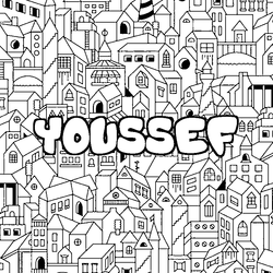 Coloraci&oacute;n del nombre YOUSSEF - decorado ciudad