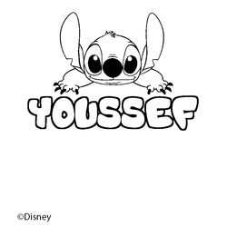 Coloraci&oacute;n del nombre YOUSSEF - decorado Stitch