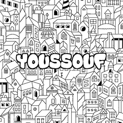 Coloraci&oacute;n del nombre YOUSSOUF - decorado ciudad