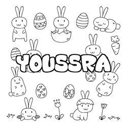 Coloraci&oacute;n del nombre YOUSSRA - decorado Pascua