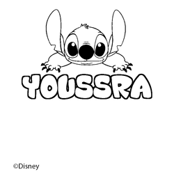 Coloraci&oacute;n del nombre YOUSSRA - decorado Stitch